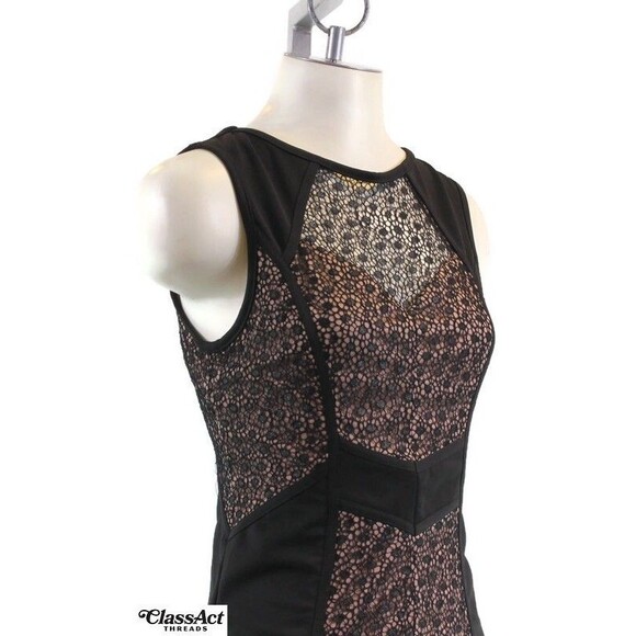 NikiBiki Women Black Dress Lace Lined Short Stretch Zip Back Sz M - Picture 2 of 5